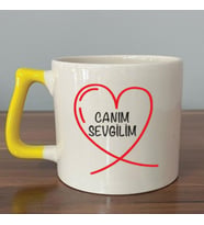 Canım Sevgilim Baskılı Sarı Kulplu D Kupa