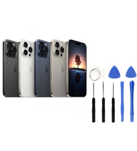 Apple İphone 15 Pro Max Arka Kapak +B7000 Yapıştırıcı+Tamir Seti (Gri)