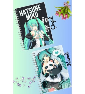 Hatsune miku defter seti 2 adet A4 boyutu 21*30 çizgili + kareli 60 syf