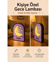 Kişiye Özel İsimli Yıldızlı Ay Dede Gece Lambası Sıcak Işıklı Çocuk ve Bebek Odası Dekoru