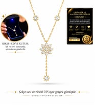 925 Ayar Gümüş Gold Sallantılı Kolye - Büyük Boy LED Işıklı Takı Kutulu