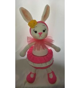 Süslü Sevimli Tavşan Amigurumi Organik Oyuncak