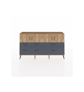 Arges Konsol 4 Raflı 6 Çekmeceli 4 Kapaklı 176x30x99 Çam-Çam/Antrasit