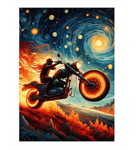 Soyut Motosiklet Kullanan Adam Mdf Tablo