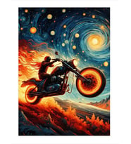 Soyut Motosiklet Kullanan Adam Mdf Tablo
