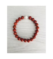 MK TASARIM Gerçek Red Jasper Taşı - İnci Bileklik – MKT.1.101.41- TAŞLARIN KENDİ RENGİDİR, BOYA DEĞİLDİR (Çok Renkli)