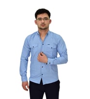 Erkek Spor Likralı Gömlek BGL-ST04343 (Mavi)