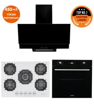 Eminçelik ve AFM TECH Markalı / Axe 5 Gözlü 1'WOK Dijital Ankastre Set ( 22 386 + FM7700 + FM3250 )