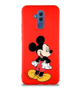 Huawei Mate 20 Lite Soft Premier Kapak Mickey Mouse-D Tasarımlı Silikon Kılıf - Kırmızı (Şeffaf)