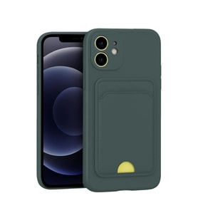 Apple iPhone 11 Kılıf Kelvin Kartvizitli Silikon - Koyu Yeşil