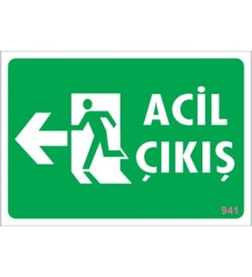 Pvc Levha quot;ACİL ÇIKIŞquot; 17,50X25 Cm 941 NOLU