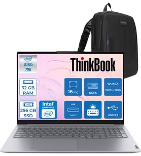 Lenovo Thinkbook 16 Gen 8 Ial Intel Core Ultra 5 225U 32GB Ddr5 256GB SSD Freedos Intel Aı Boost 16 Inç Wuxga (1920 x 1200) IPS 300NITS Taşınabilir Bilgisayar 21SK007VTXF15 + Zetta Çanta