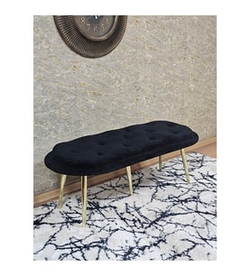Ufo Oturak Bench - Gold Kaplama Sivriltme Ayak - Oturak - Bench - Puf - Yatak Ucu Pufu Siyah Renk 100 x 50 Boyut/Ebat (Çok Renkli)