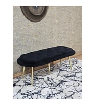 Ufo Oturak Bench - Gold Kaplama Sivriltme Ayak - Oturak - Bench - Puf - Yatak Ucu Pufu Siyah Renk 100 x 50 Boyut/Ebat (Çok Renkli)