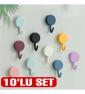 Kendinden Yapışkanlı Renkli Duvar Askısı (10LU SET)