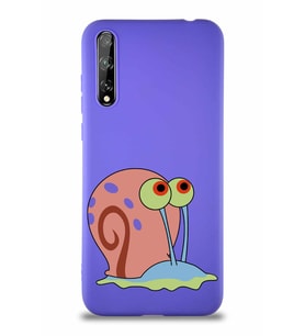 Huawei P Smart S Soft Premier Kapak Salyangoz Gary Tasarımlı Silikon Kılıf - Mor (Şeffaf)