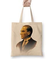 Mustafa Kemal Atatürk 05 Bez Çanta Uzun Saplı
