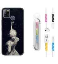 INFINIX Smart 4 5 6 Zero 8 S5 Pro Kılıf Kablo Koruma Spiral Silikon Star Woman 1332