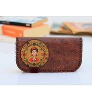 Frida Figürlü Büyük Cüzdan Etnik Bohem Retro Vintage Style - KAHVERENGİ