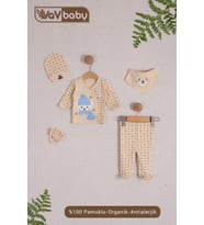 VaVBaby Organik Hastane Çıkışı 5’li Polar Bear Mavi