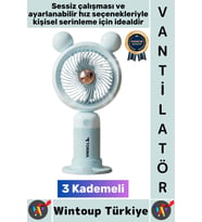 #Vantilatör Sessiz Yoğun Üflemeli 3 Kademeli Telefon Stantlı Şarjlı Şık Mini Masa El Fanı Vantilatör