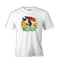 Pirate Dinosaur with Pi Background Beyaz Erkek Tshirt