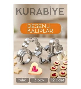 12'Li Kurabiye Kalıbı Seti Profesyonel Şef Paslanmaz Çelik Mutfak Sanatınızın Vazgeçilmezi 722519