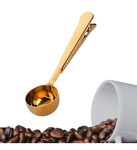 Mandallı Kahve Ölçü Kaşığı Gold Çok Fonksiyonlu Paslanmaz Çelik Kaşık (5343)