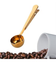 Mandallı Kahve Ölçü Kaşığı Gold Çok Fonksiyonlu Paslanmaz Çelik Kaşık (5343)