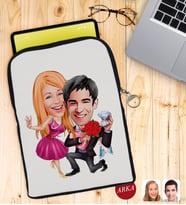 BK Gift Kişiye Özel Sevgililer Karikatürlü Taşınabilir Koruyucu Tablet Kılıfı & Organizer Çanta - Siyah-9