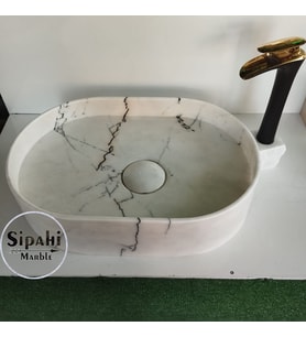 Menekşe Mermer Gizli Giderli Oval Lavabo