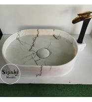 Menekşe Mermer Gizli Giderli Oval Lavabo