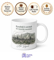 Karabük Memleket Temalı Kişiye Özel Baskılı Kupa Bardak Hediye