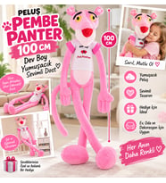 Peluş Pembe Panter 100 CM Dev Boy Uzun Bacaklı Yumuşak Sevimli Oyuncak Dekoratif Hediye