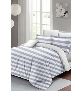 Çift Kişilik ( Lastikli Çarşaflı ) %100 Pamuk Saten Nevresim Takımı Soft Strip Luxury
