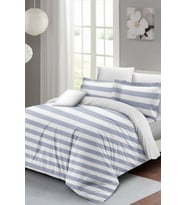 Çift Kişilik ( Lastikli Çarşaflı ) %100 Pamuk Saten Nevresim Takımı Soft Strip Luxury