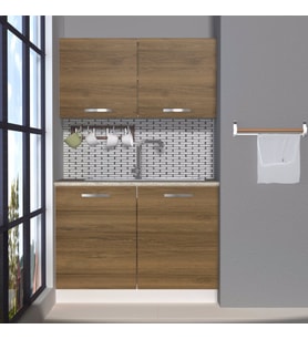 Decoraktiv Mini 120 MDF Hazır Mutfak Dolabı - Tezgah Dahil - Parlak Beyaz (PERA MODA)