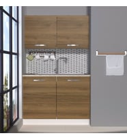 Decoraktiv Mini 120 MDF Hazır Mutfak Dolabı - Tezgah Dahil - Parlak Beyaz (PERA MODA)
