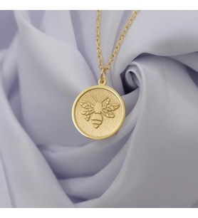 Kişiye Özel 925 Ayar Gümüş Minimal Arı Figürlü Kolye (Gold)