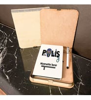 Polise Hediye Ahşap Kutulu Defter Kalem Set 001