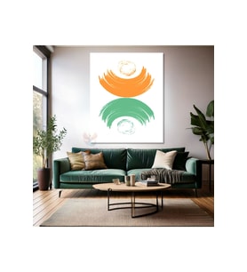 Yeşil ve Turuncu Soyut Çizgiler Kanvas Tablo Duvar Tablosu Modern Ev Dekoru Kanvas Salon Tablosu