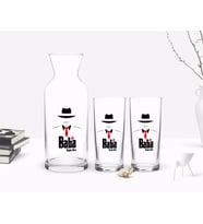 BK Gift Kişiye Özel Renkli Baskılı Godfather Baba Tasarımlı İkili Rakı Bardağı ve Karaf Hediye Seti-17 (Model 1)
