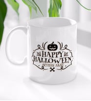 BK Gift Kişiye Özel Happy Halloween Tasarımlı Beyaz Kupa Bardak-15