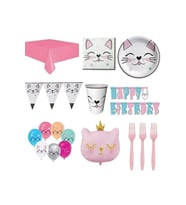 Kedi Temalı Miss Catt Folyo Balonlu Doğum Günü Set 8 Kişilik