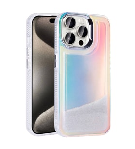Apple iPhone 15 Pro Uyumlu Kılıf Airbagli Renkli Arka Yüzey Boncuk Tasarımlı Zore Kumul Kapak (Şeffaf)