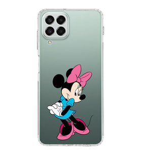 Samsung Galaxy M33  Kamera korumalı Kapak Minnie Mouse Tasarımlı  Şeffaf Kılıf