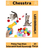 Evcil Hayvan Tabancalı Hareketli 30 Peluş Toplu Top Atan İnteraktif 31 Parça Kedi Oyuncağı Seti