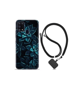 Samsung Galaxy A31 Kılıf Silikon Desen Boyun Askılı Mistik Çiçekler 1650