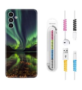 Samsung A23 A31 A32 A50 A51 A52 A53 A70 Kılıf Kablo Koruma Spiral Silikon Kuzey Işıkları 1327