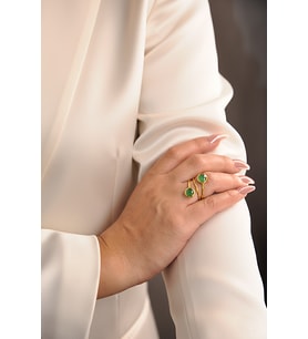Kadir Jewellery 22 Ayar Altın Kaplama Zirkon Taşlı Ayarlanabilir Renkli Taşlı Yüzük